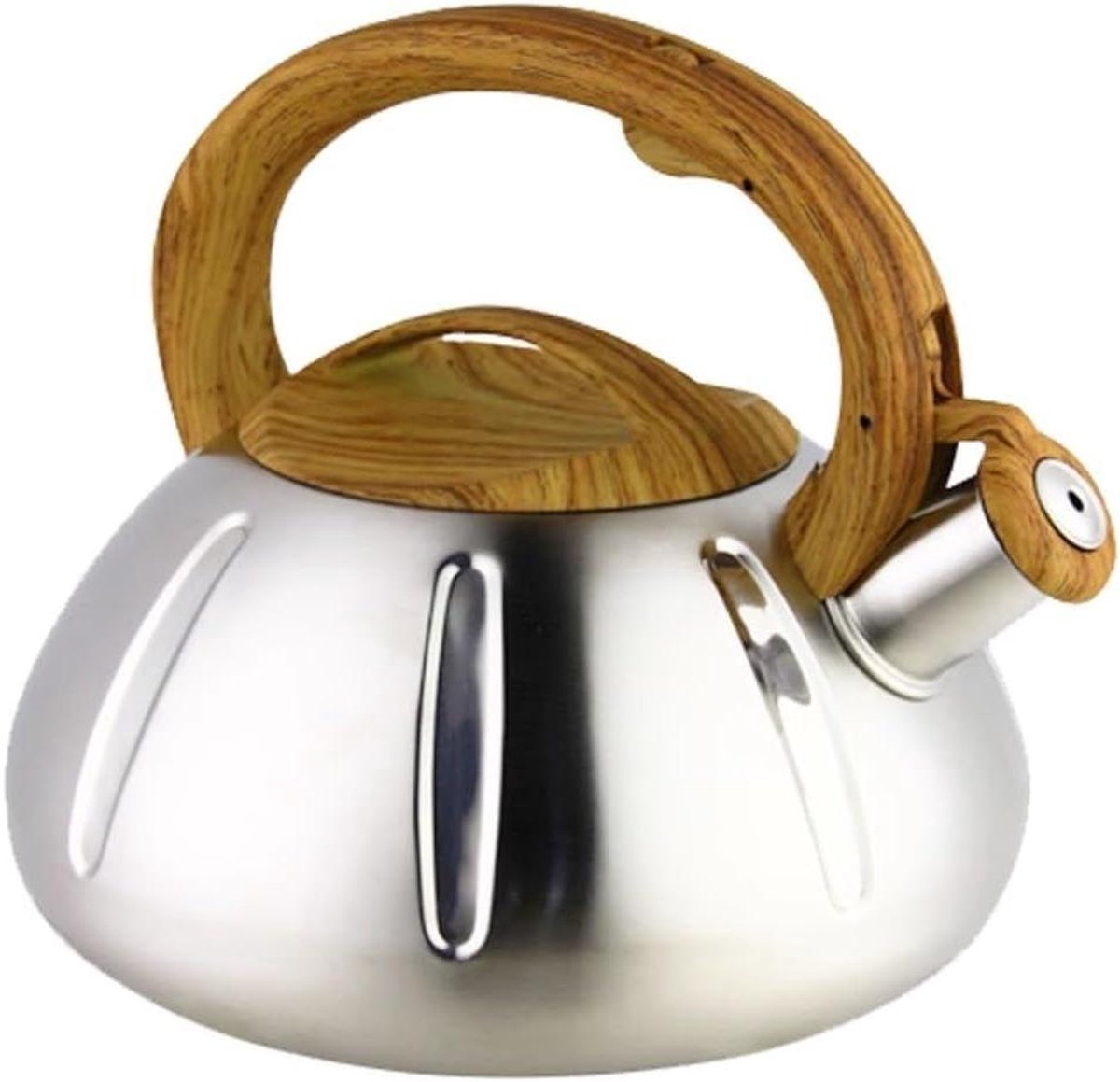 Waterkoker Fluitketel - Theepot Roestvrijstaal - Water Koken - Gelijkmatige Warmtegeleiding - 2.5L Capaciteit - Zilver