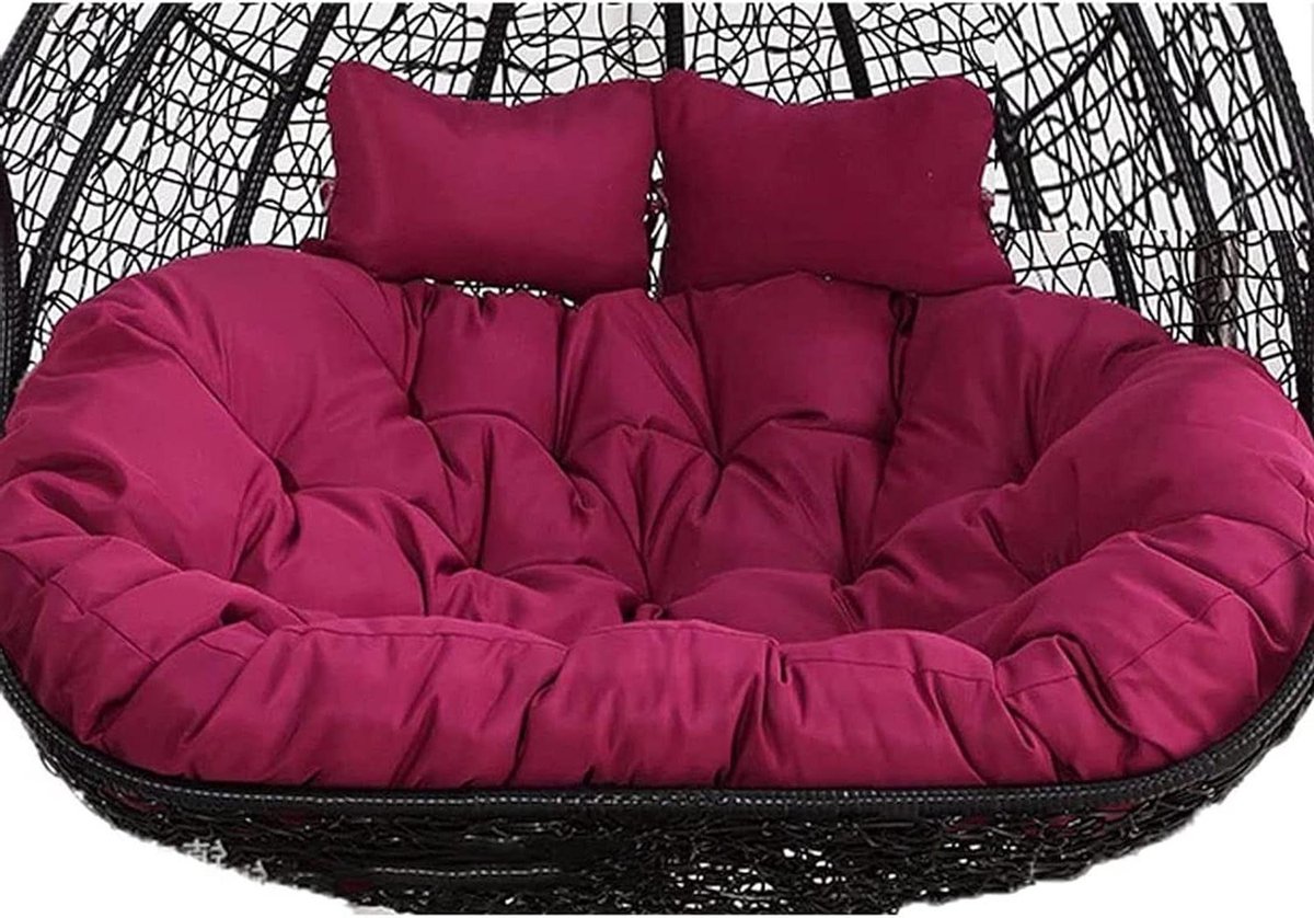 Rieten Loveseat - Hangstoel Duo - Buiten Ontspannen - Extra Dik Kussen - 150x110cm - Paars