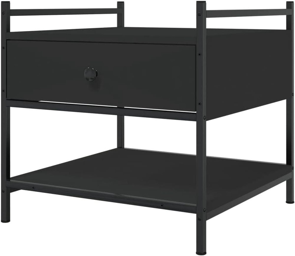 Salontafel - Bijzettafel Woonkamer - Opbergen Decoratie - Verstelbare Poten - 50x50x50 cm - Zwart