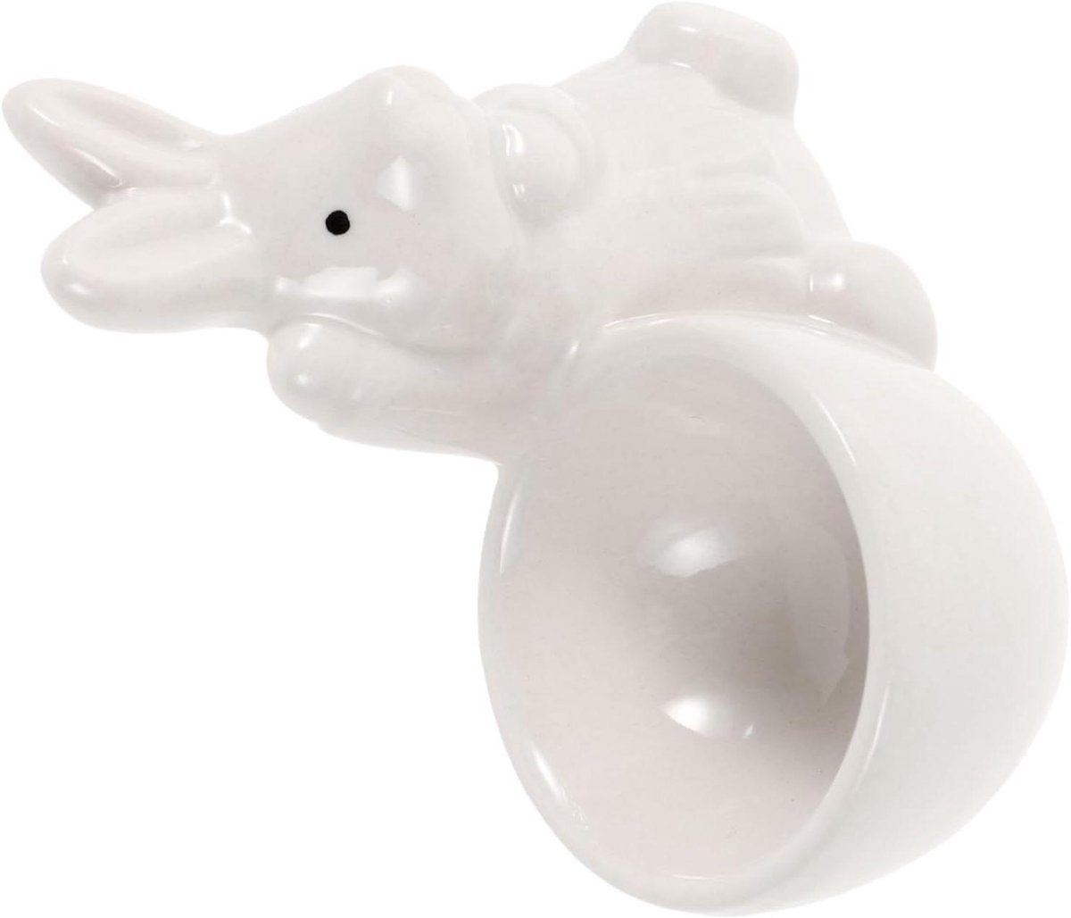 Keramische Eierdop - Konijn Houder - Ontbijt Serveren - Charmante Konijnvorm - 8.2 x 7.3 x 4 cm - Wit