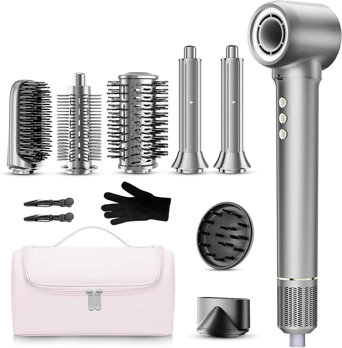 Haardroger Borstel Set - Stijltang Krultang - Haar Stylen - 9-in-1 Multifunctioneel - 1200 W - Zwart