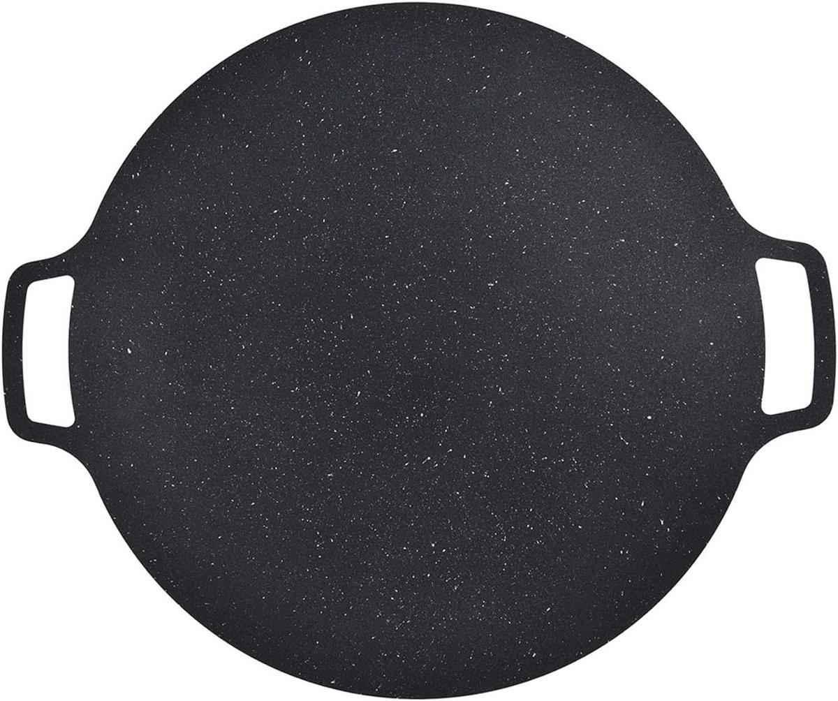 Koreaanse BBQ Grillpan - Ronde Grillplaat - Buiten Koken - Ijzeren Anti Aanbak - 30 cm - Zwart