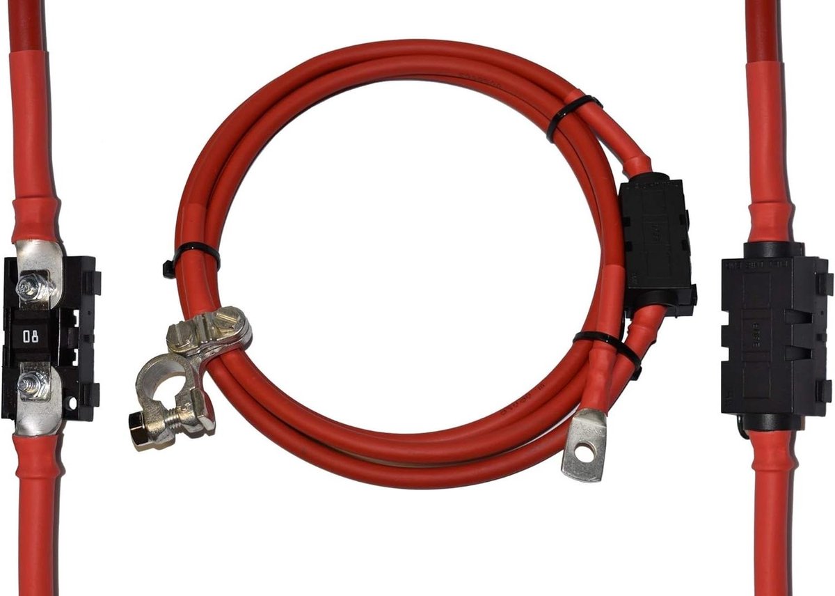 Accukabel 35 mm2 - Batterijkabel - Voertuig Installatie - Incl. zekeringhouder - 30 cm + lengte - Rood