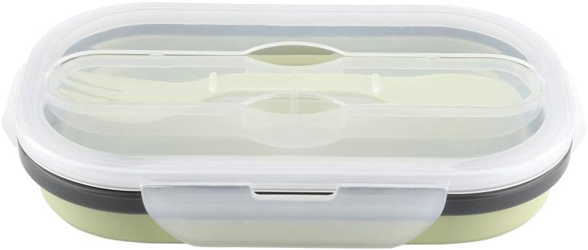 VHV-Opvouwbare Bento Lunch Box - Siliconen Broodtrommel en Vershoudbakje - Lekvrije en Compacte Lunchtrommel voor Kinderen en Volwassenen - Geschikt voor Magnetron en Vaatwasser - School, Kantoor en Picknick - Groen