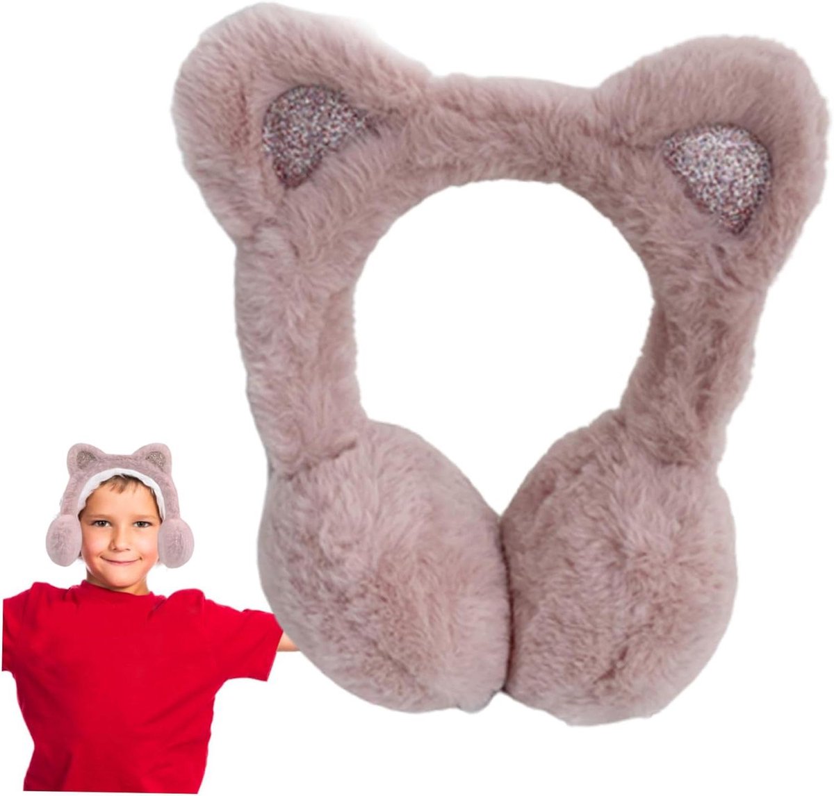 Baby Oorwarmers - Kinder Oorwarmers - Winterse Warmte - Met Kattenoren - 16 cm x 21 cm - Wit