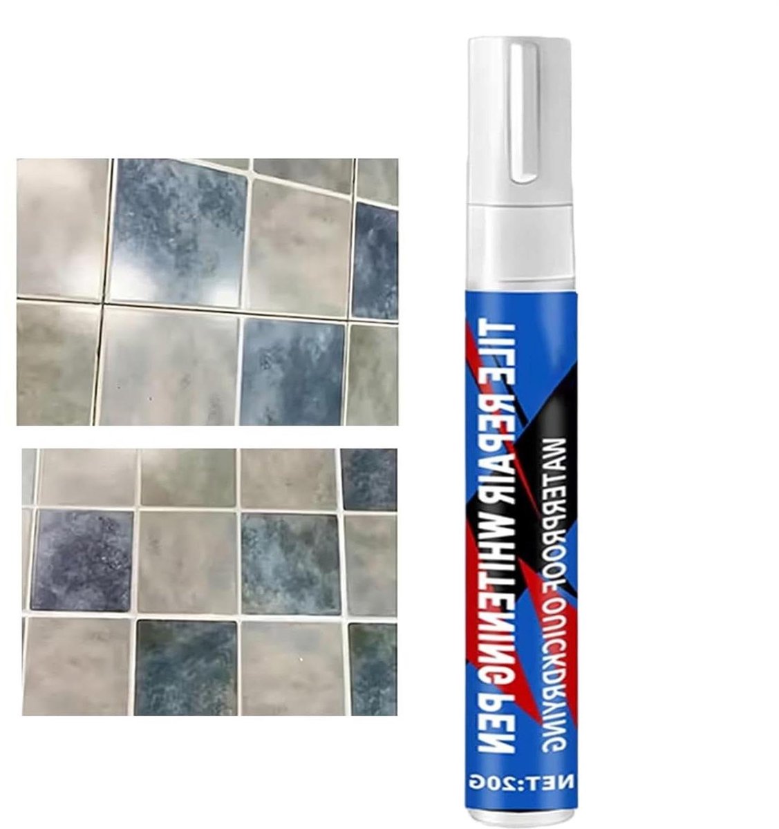 Voegenmarker Stift - Tegel Reparatie - Voegen Opfrissen - Waterdichte Vulling - 20 g - Wit
