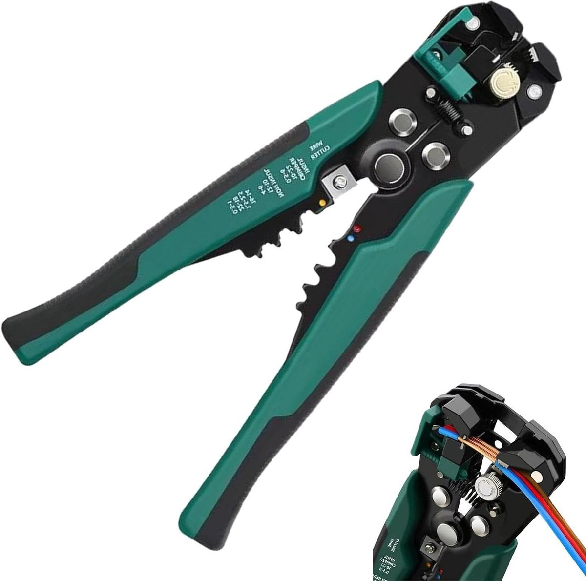 Automatische striptang - Draadstripper Tang - Elektrisch Werk - Ergonomische Handgreep - 20.5 cm - Groen