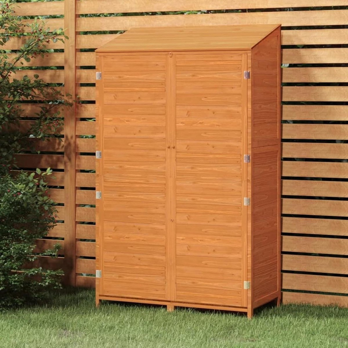Houten Tuinhuis - Opbergkast Buiten - Tuinspullen Opbergen - Massief Dennenhout - 102x52x1745 cm - Bruin
