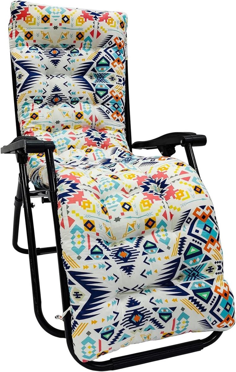 Ligstoel Kussen - Tuinstoel Pad - Buiten Ontspannen - Antislip Bevestiging - 170 x 50 cm - Grijs