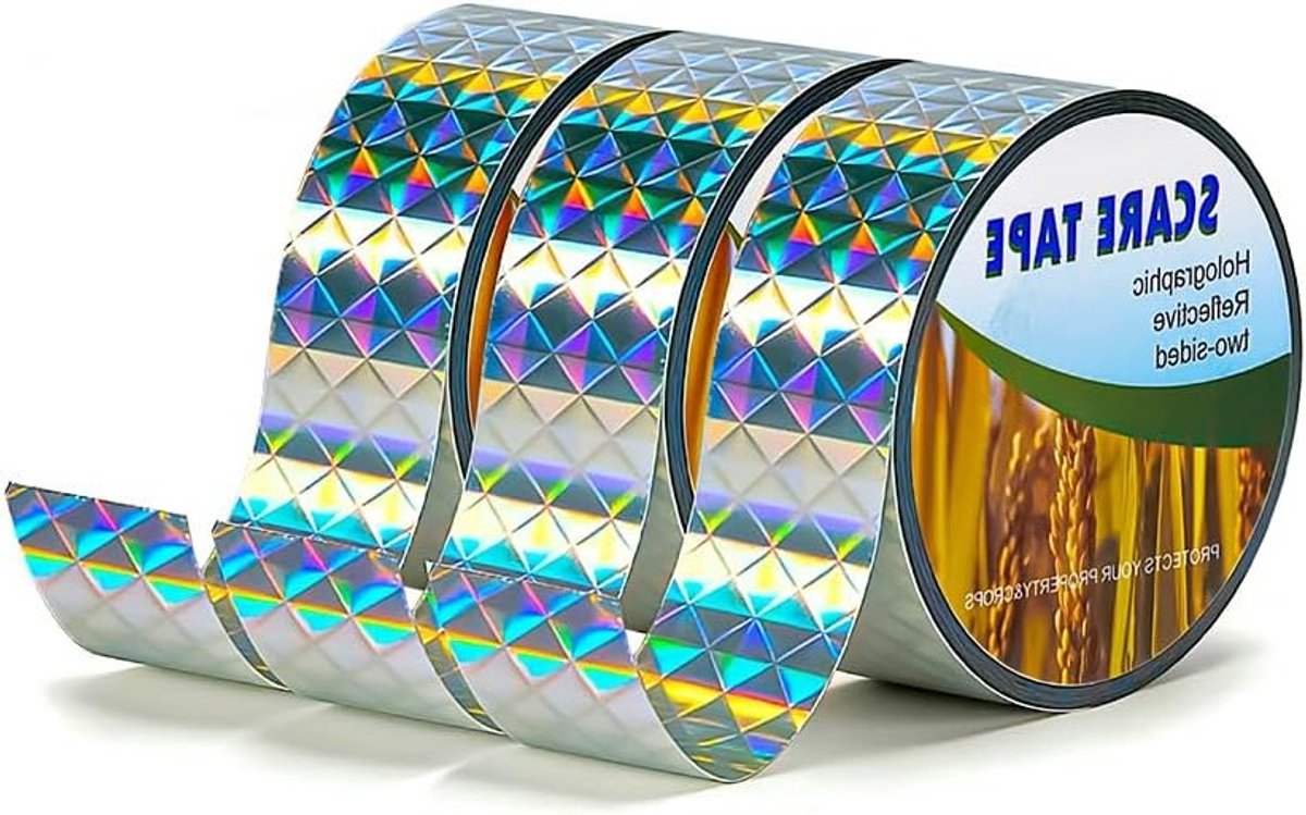 3 Rollen Dubbelzijdige Reflecterende Vogelafweerband van 80 m x 2,4 cm voor Balkon en Tuin, Waterdicht en Windactief, Effectieve Vogelbescherming voor Fruittuin en Outdoor Gebruik