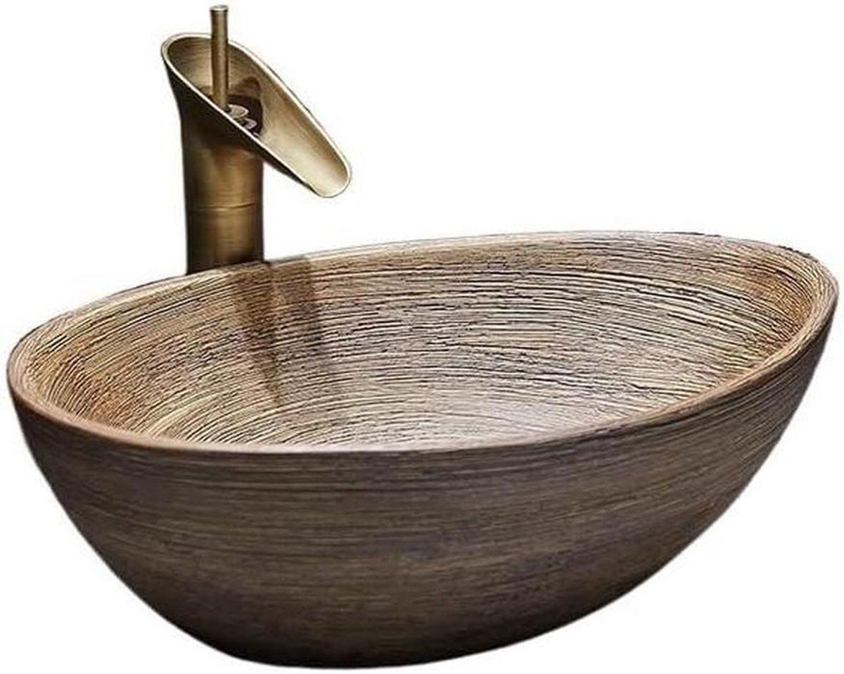 Keramische Wastafel - Wastafelkom Opzet - Badkamer Vernieuwen - Glad Keramiek - 51x38x15 cm - Wit