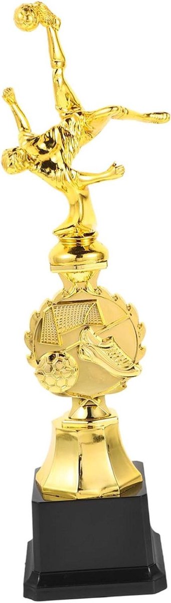 Voetbal Trofee - Sportprijs Cup - Wedstrijden Bekronen - Voetbal Thema Ontwerp - 30.3 cm - Goud