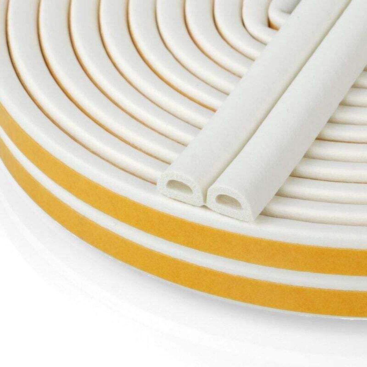 D-type afdichtingsstrip, afdichtingsstrip voor deuren en ramen, sterke hechting, warmte-isolatie, geluidsisolatie, stootbescherming, weerbestendig, 9 mm x 6 mm (wit, 6 meter).