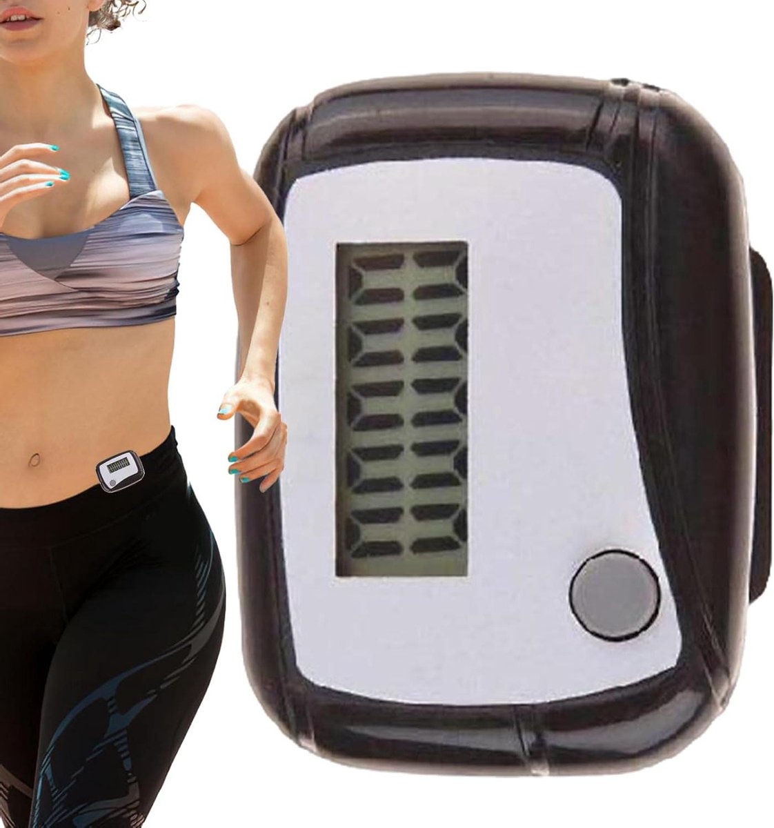 Pedometer Voor Lopen - Stappenteller Meter - Dagelijkse Activiteit Meten - Nauwkeurige Stappen Telling - 4.8x3.5x2.2cm - Zwart