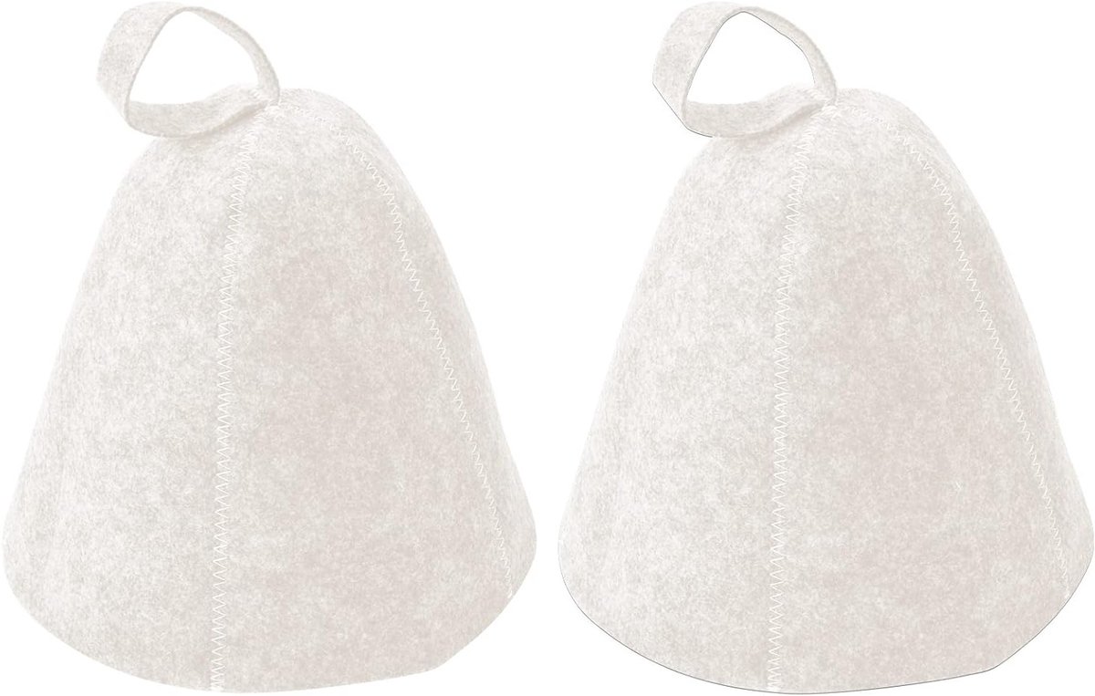 Felt Sauna Hoed Set van 2 - Warmtebescherming voor Sauna, Banya en Wellness - Geschikt voor Dames en Heren (Wit)