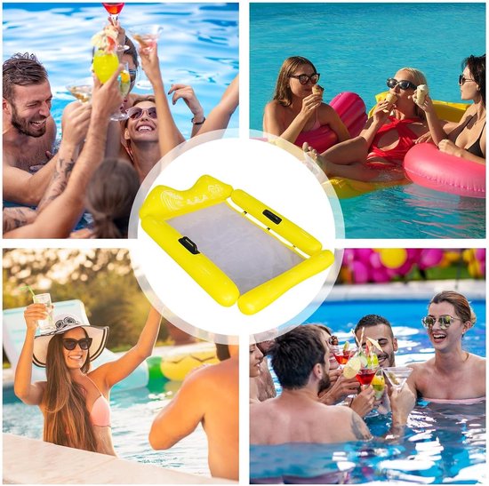 Zwembad hangmat - Opblaasbaar ligbed - Ontspannen op water - Stabiel drijfvermogen - 78x110x15 cm - Geel — afbeelding 5