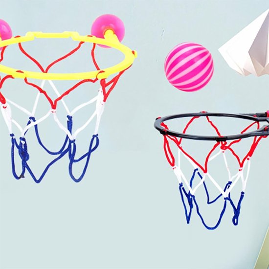 Mini basketbalmand - Badspeelgoed set - Badplezier stimuleren - Zuignap bevestiging - 2 ballen - Willekeurige kleur van MINI — afbeelding 2
