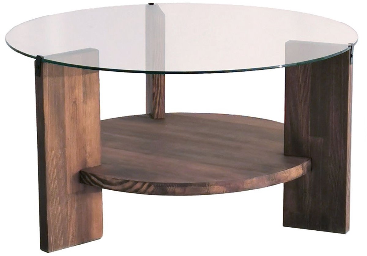 Skye Decor , Salontafel, Mahal, Gehard glas, Walnoot, 75 x 75 x 40 cm Bruin