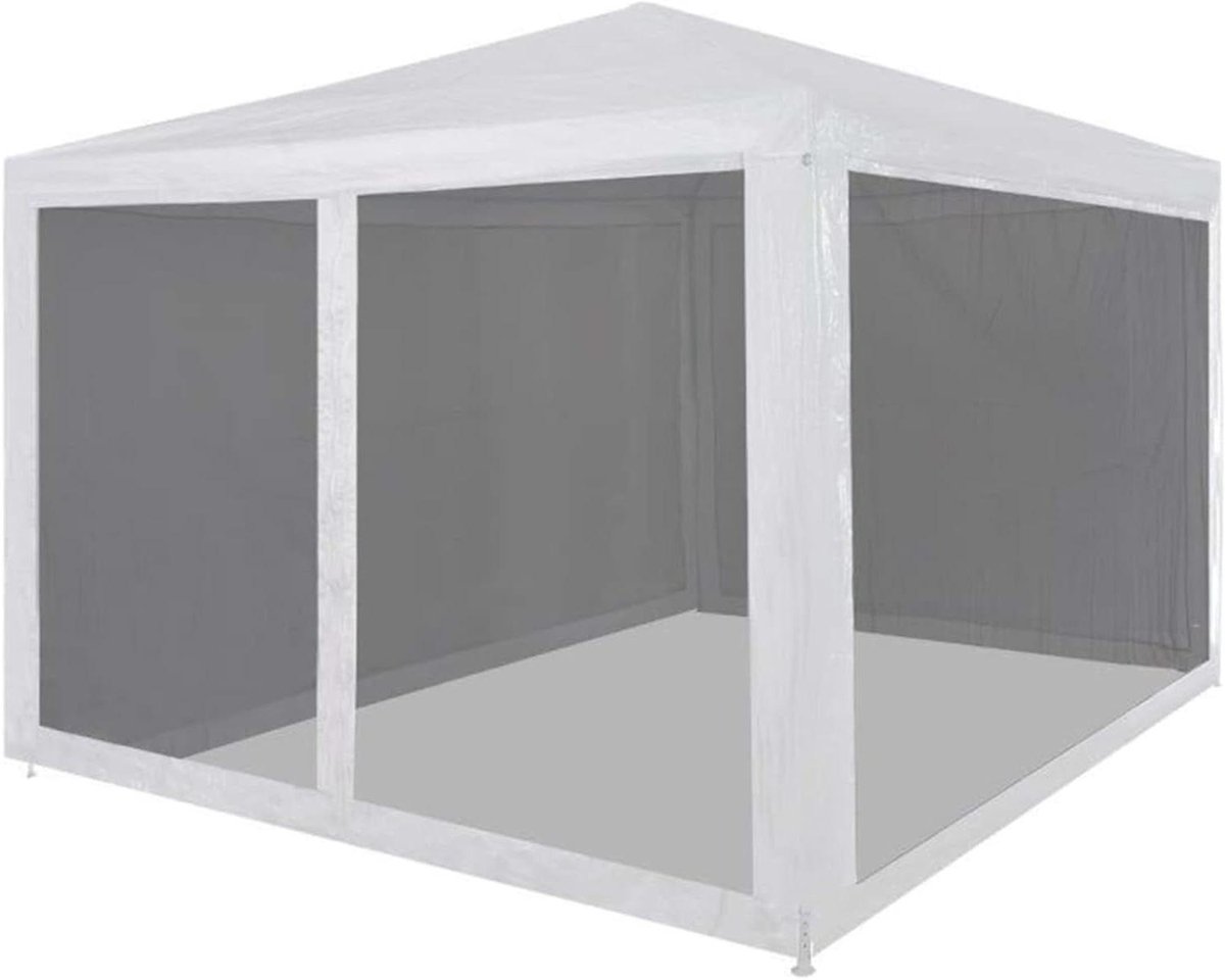 Partytent met zijwanden - Feesttent Gazebo - Buitenfeesten Organiseren - Insectenwerende Netwanden - 3 x 3 Meter - Wit