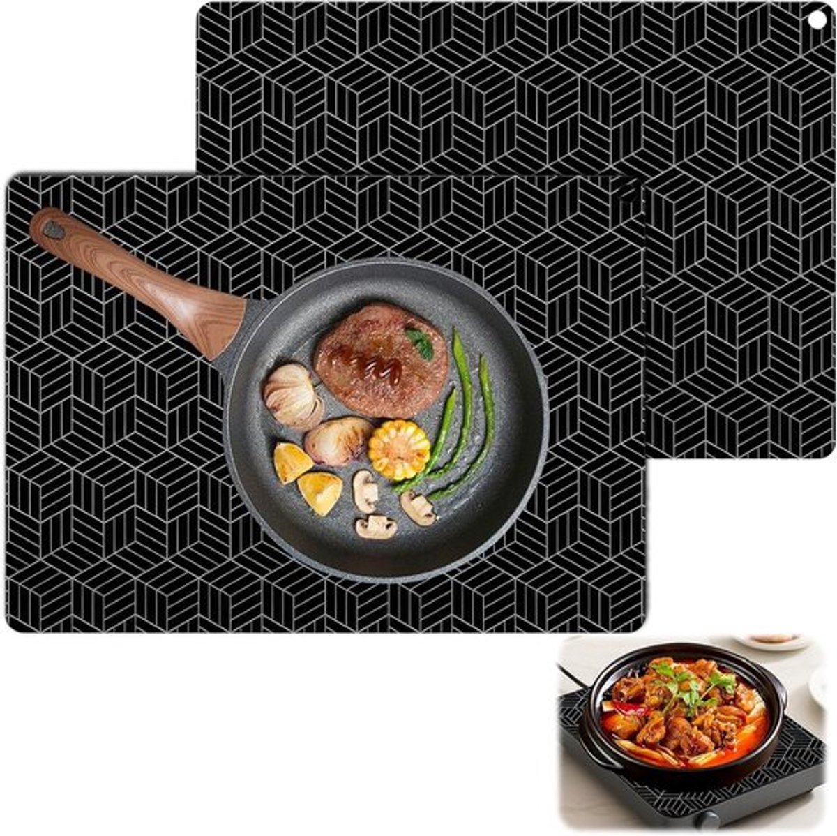 2 Stuks Siliconen Beschermmat voor Inductiekookplaat, Herbruikbaar, Antislip en Warmtebestendig voor Optimale Bescherming - 25x35 cm