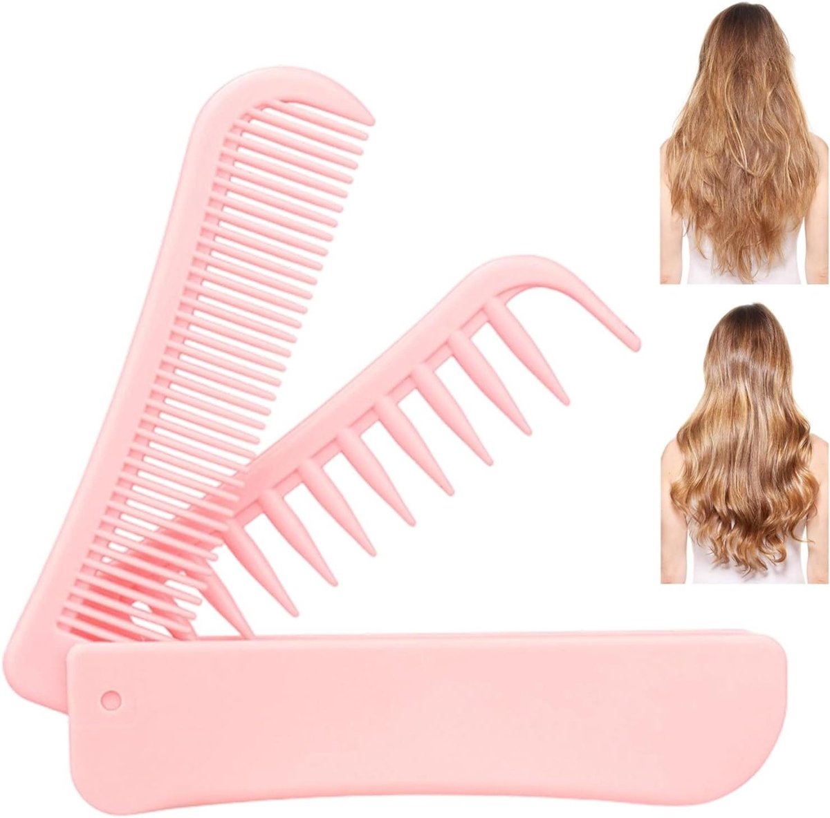 Opvouwbare Zakkam - Haar Styling - Kapsels Maken - Dubbele Tand Kant - 11 x 4 cm - Zwart
