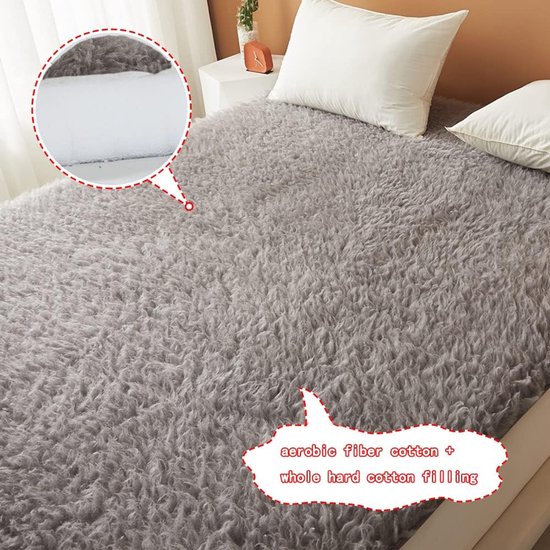 Opvouwbare Futonmatras - Vloerbed Rolbaar - Comfortabel Slapen - Zachte Pluche Stof - 90 x 190 cm - Warm Grijs — afbeelding 2