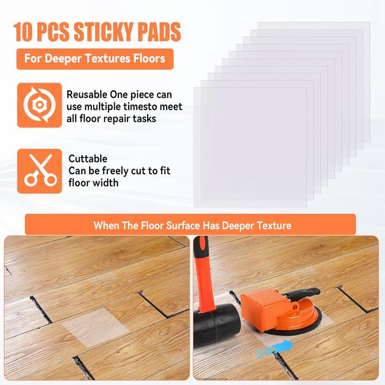 Vloer reparatie tool - Vloerfixer - Vloeren herstellen - Met zuignap - 13 cm zuignap - Oranje Zwart — afbeelding 2