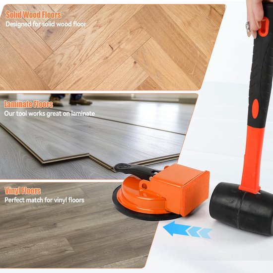 Vloer reparatie tool - Vloerfixer - Vloeren herstellen - Met zuignap - 13 cm zuignap - Oranje Zwart — afbeelding 3