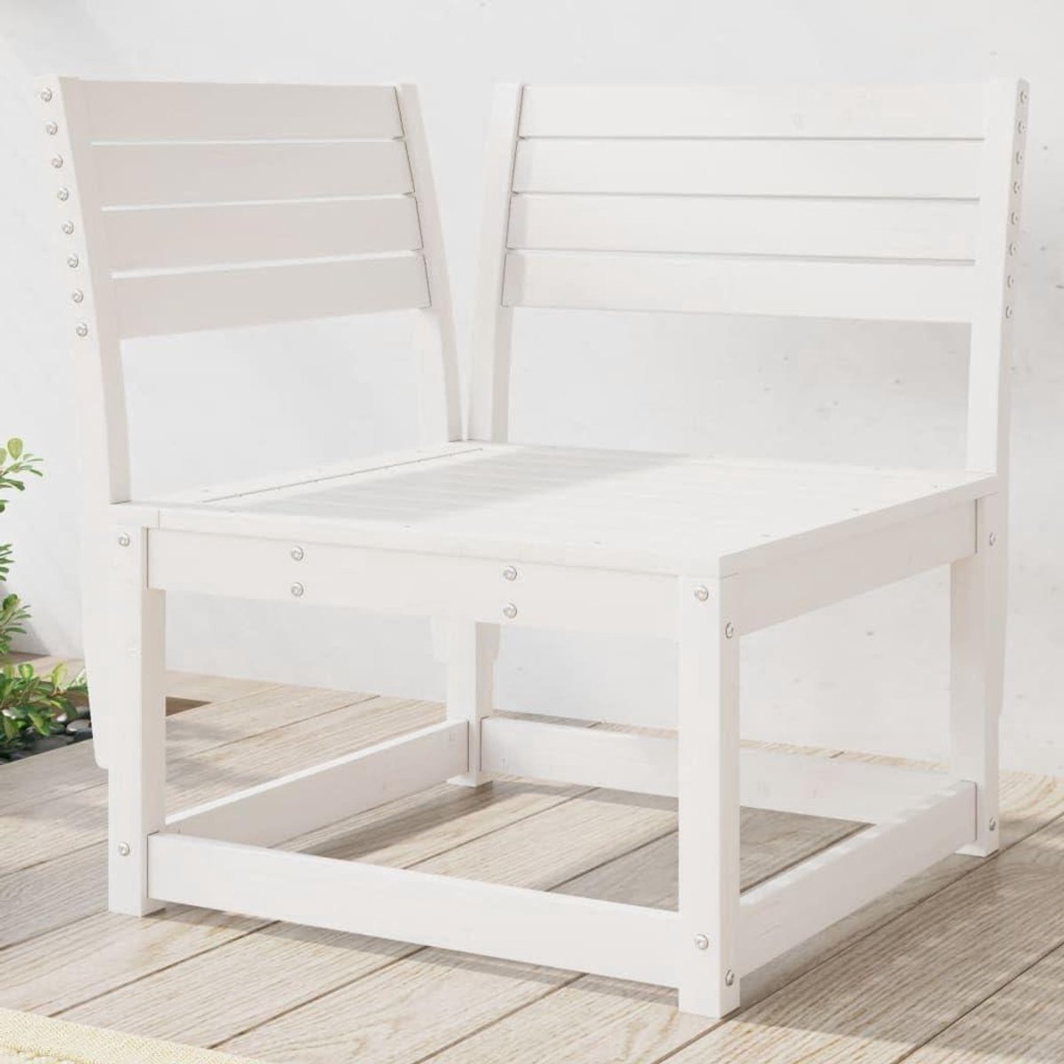 Tuinbank Hoek - Buitenbank - Buiten Zitten - Modulair Ontwerp - 73x73x78 cm - Wit