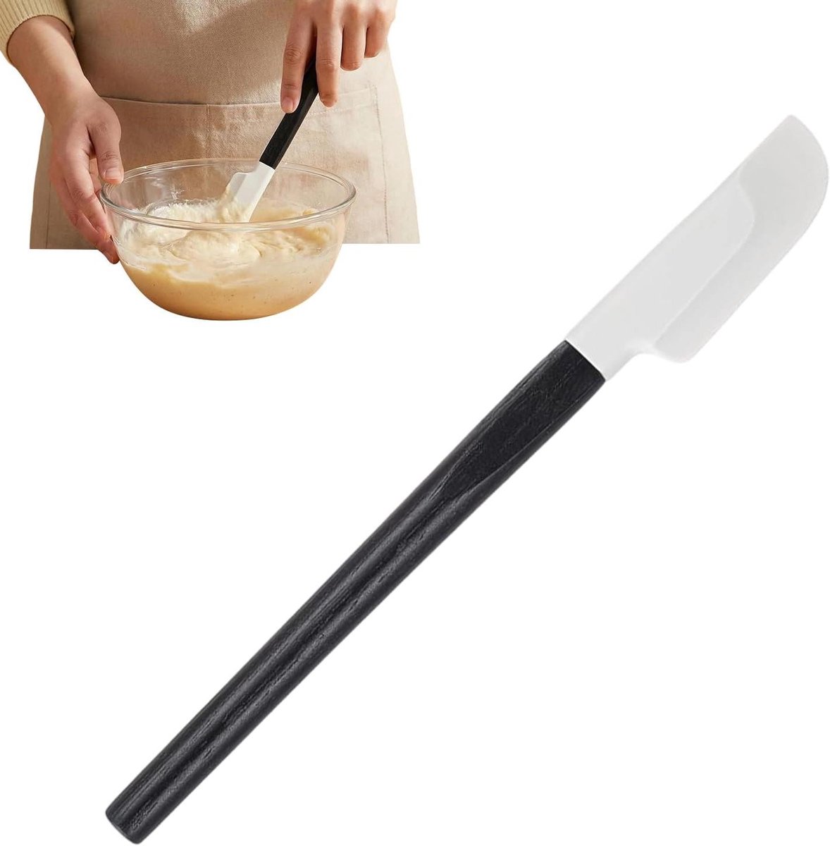 Keukenspatel - Bakspatel Mengspatel - Koken en bakken - Zachte randen - 23 cm - Zwart
