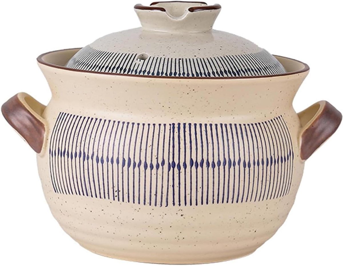 Keramische Braadpan - Stoofpot Aardewerk - Langzaam Koken - Energiebesparend Ontwerp - 2.8 Quarts - One Color