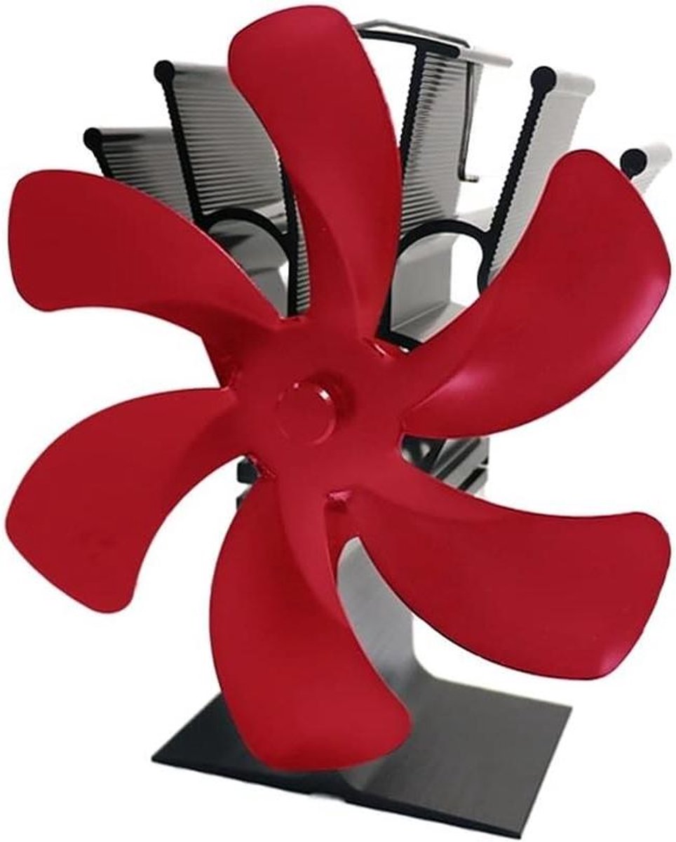 Haard Ventilator - Kachel Ventilator - Warmte Verdeling - Zonder Elektriciteit - 6 Bladen - Zwart