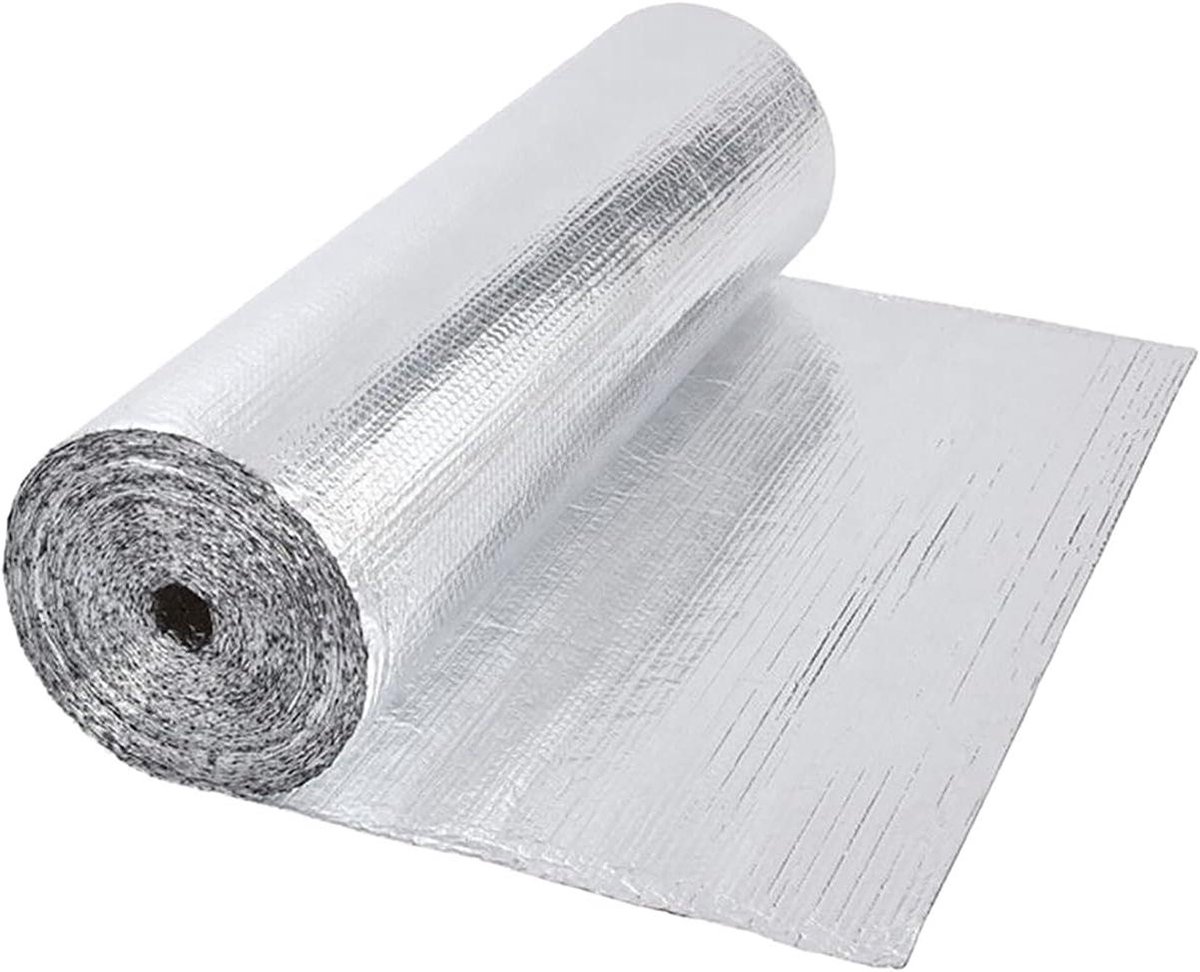 Isolatie Folie - Warmte Reflectie - Energie Besparen - Dubbele Bellenlaag - Op Rol - Aluminium