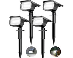 Set van 4 Solar Spotlights voor Buiten - 72 LED Tuinverlichting, Waterdicht IP65, Koude Witte Lichten voor Tuin en Bomen
