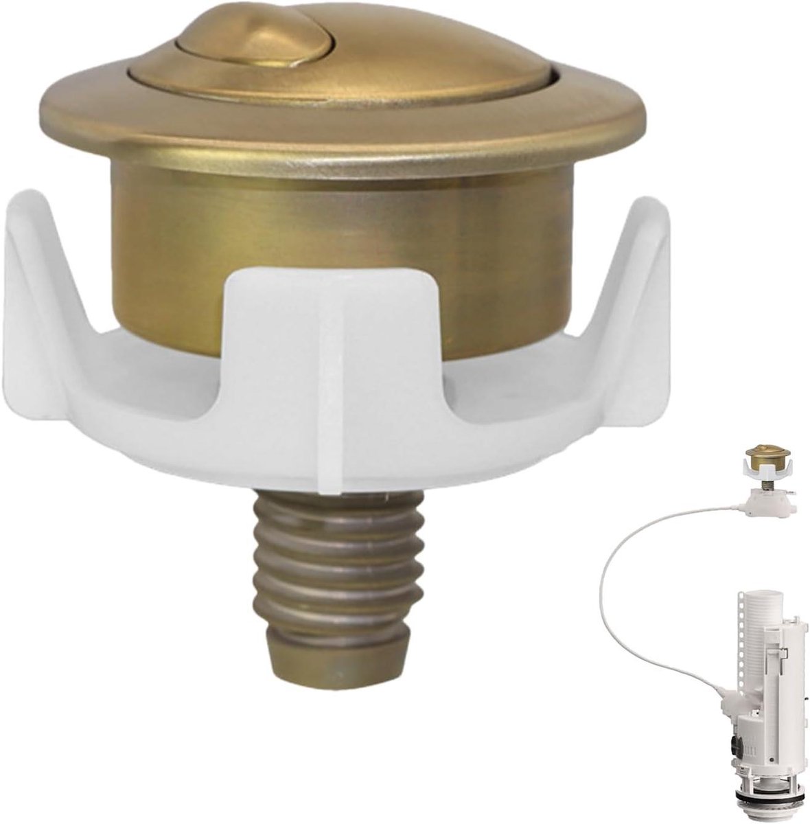 Spoelknop Toilet - Dubbele Bediening - Water Besparen - Installatie Zonder Gereedschap - 54 x 37 mm - Goud
