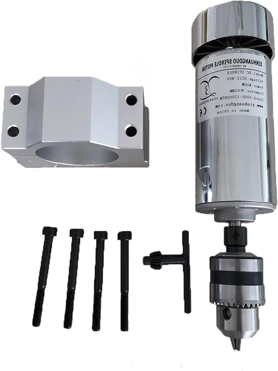 Spindelmotor - CNC motor - Precisie frezen - Luchtgekoeld ontwerp - 52 mm klem - Zilver