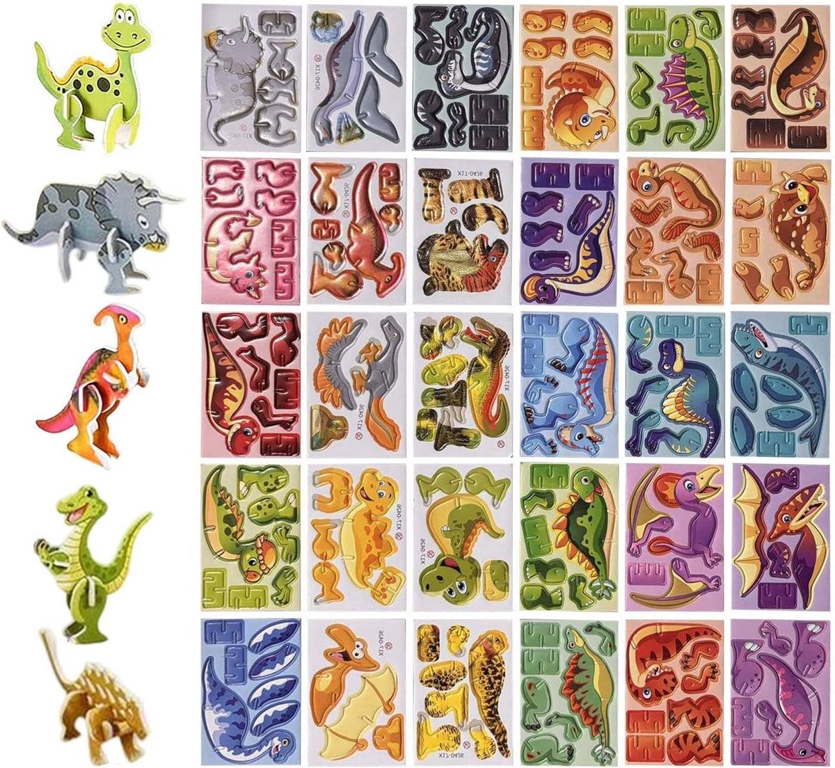 3D Puzzels Kinderen - Papieren Bouwmodel - Vaardigheidsontwikkeling - Dertig Stukjes - 30 Verschillende Stijlen - Dinosaurus Puzzel