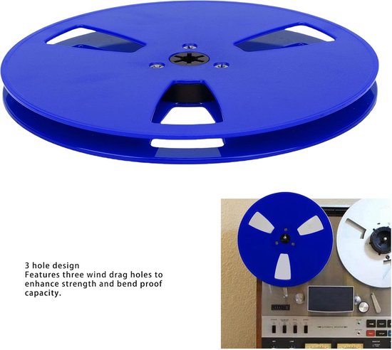 Opneemspoel Leeg - Tape Haspen - Analoge Opnames - 3 Gaten Flens - 7 Inch Diameter - Blauw — afbeelding 3