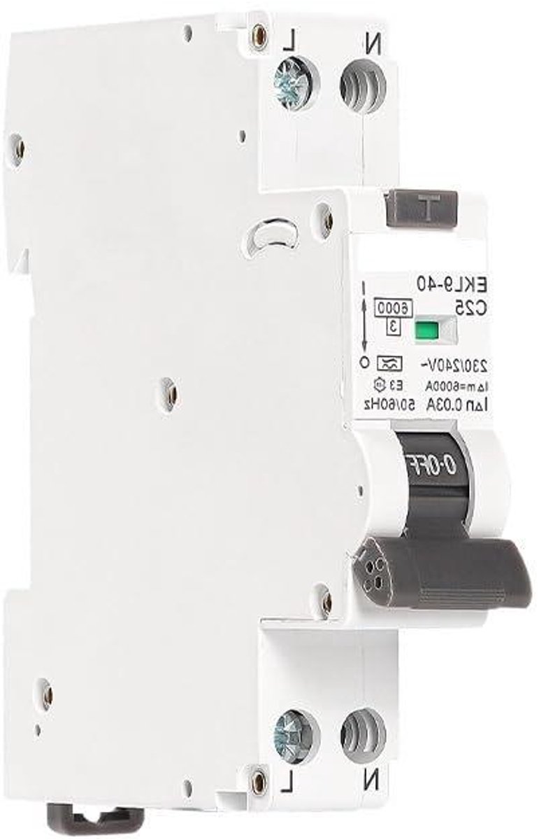 Aardlekautomaat - Zekering Automaat - Elektrische Beveiliging - Overstroomlekbeveiliging - 6KA 30mA - Grijs