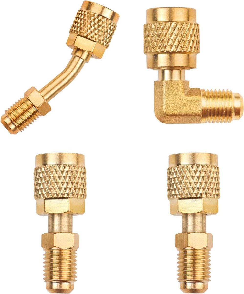 Adapterset Koelmiddel - Split Adapter - Airco Onderhoud - Messing Materiaal - 4 Stuks - Messing