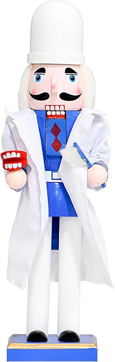Kerst notenkraker - Houten figuur - Seizoensdecoratie - Dynamische mond - 36 cm - Multicolor