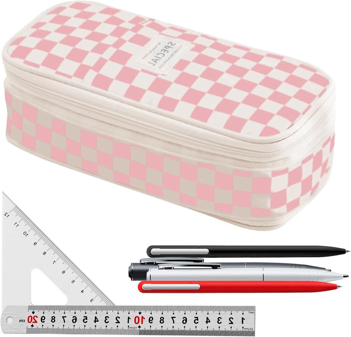 Pennenetui Organizer - Etui Tekenmateriaal - Bureau Organisatie - Uitbreidbare Capaciteit - 22 x 11 x 6.5 cm - Roze