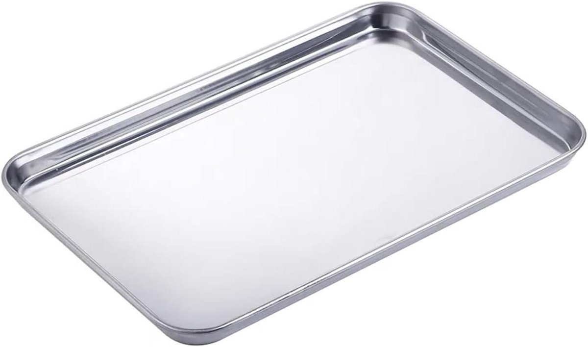 Bakplaat Roestvrij Staal - Ovenplaat Gebak - Bakken en Braden - Antiaanbaklaag - 35 x 25 x 15 cm - Zilver
