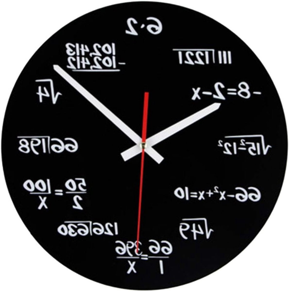 Unieke Wiskunde Wandklok, Moderne Decoratie voor Thuis en Kantoor, Tijdloze Wiskundige Formules, Zwart 30cm