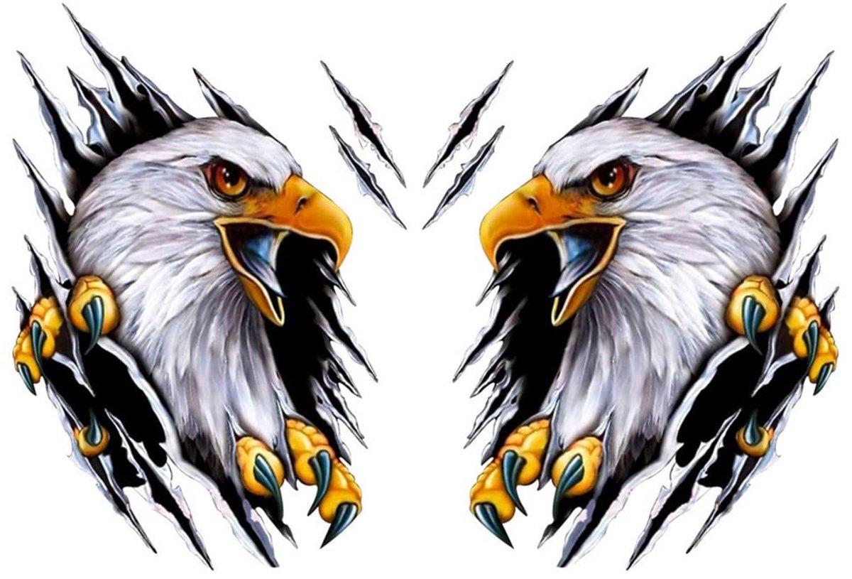 Dailygoody - Torn Eagle Stickers - Waterdichte auto stickers - 3D design - 2 stuk - Auto styling stickers - Perfect voor car racing - 18 cm x 24 cm
