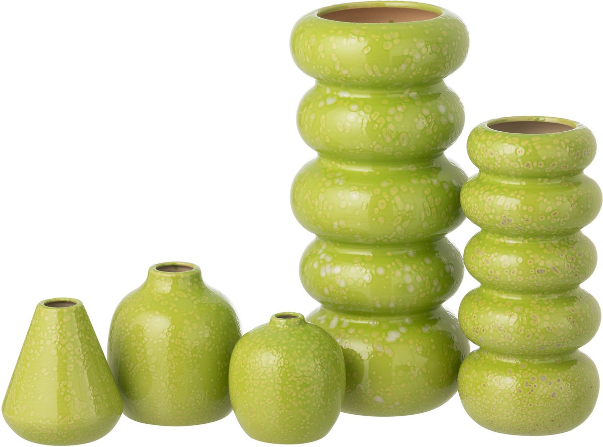 J-Line vaas - porselein - groen - set van 3