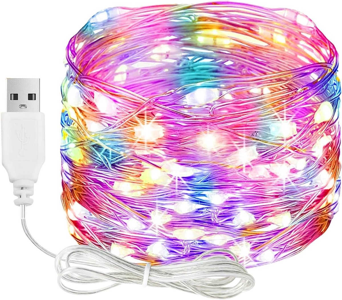 LED Sfeerverlichting met USB 2 m - 20 Koperdraden, Waterdicht, Kleurrijke Decoratie voor Binnen en Buiten, Perfect voor Bruiloften en Feestjes
