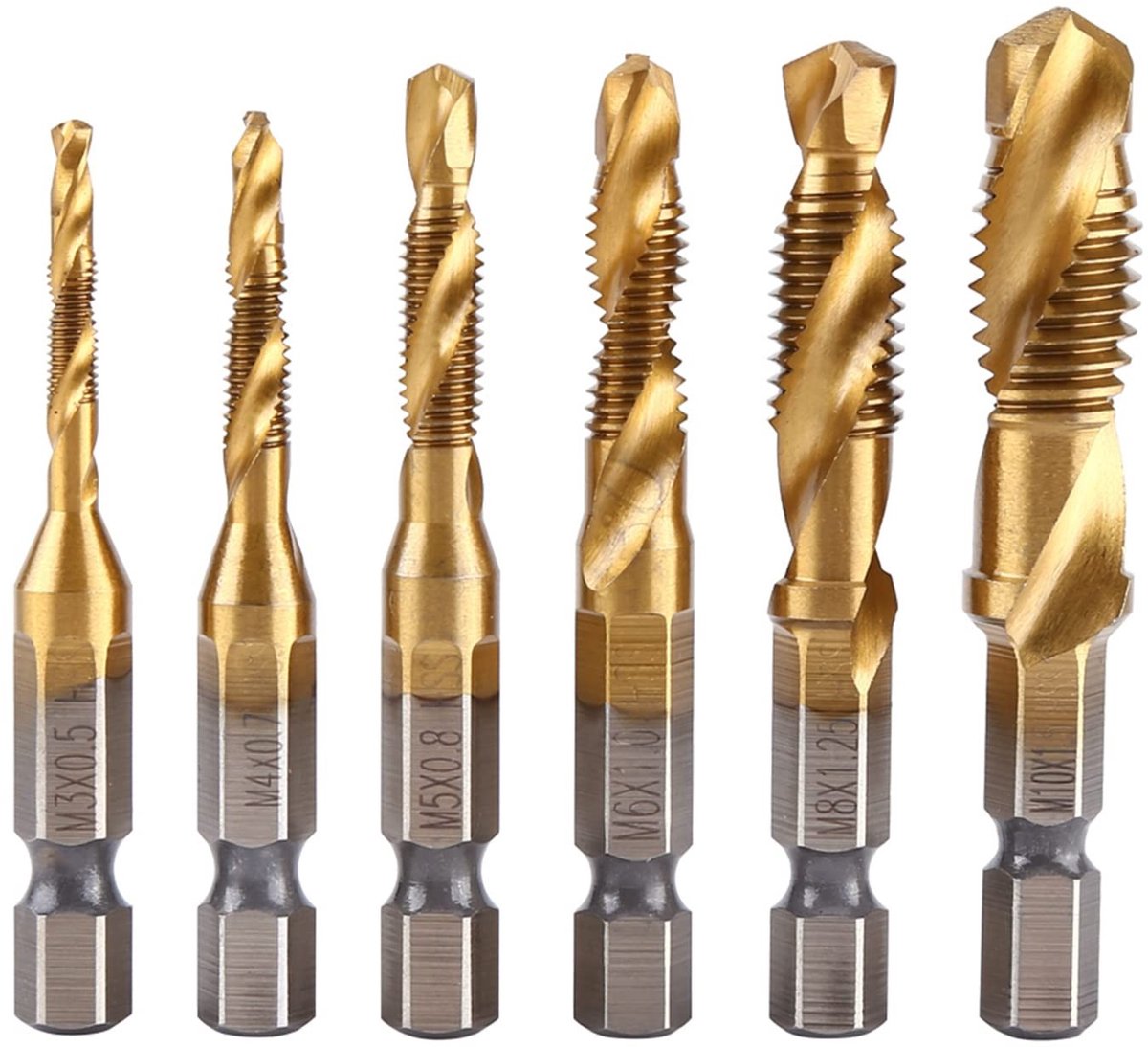 Dailygoody Boor Set - 6-delige set - Geschikt voor draadboren - 1/4" shank - Metrische schroefdraad - Voor professioneel gebruik - High-speed staal