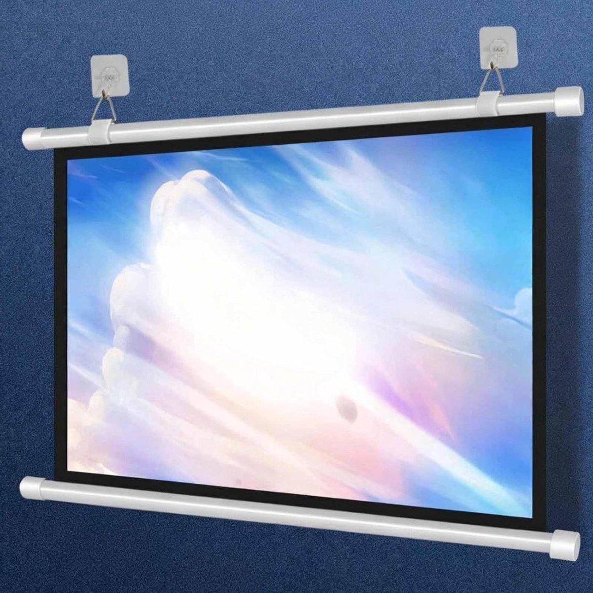 Bioscoopschermen voor projectoren, HD-bioscoopscherm, hangend design, kreukvrij, automatische vergrendeling 4K, voor campingfeesten, thuisbioscoop (72 inch (4:3))