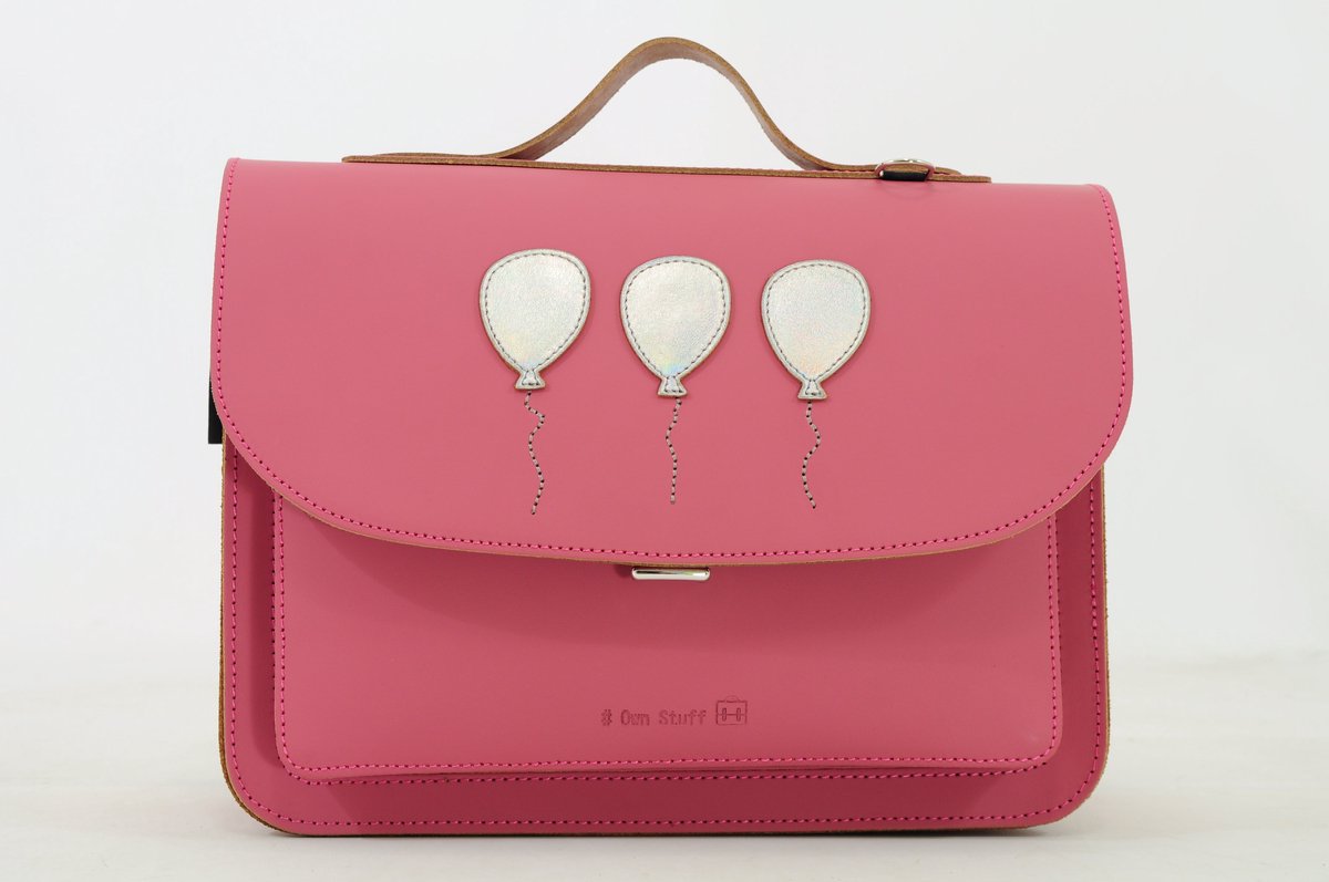 Own Stuff Lederen Boekentas Kleuterschool - 32x23x13cm - Balloon Antiek Pink